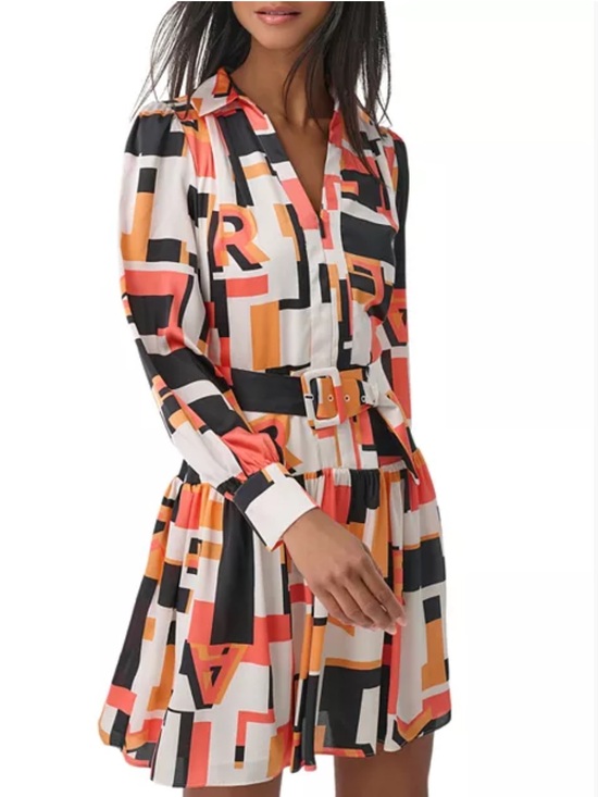 Karl Lagerfeld Dresses & Skirts - NWT Karl Lagerfeld Paris Geometric Print Long-Sleeve Satin Dress